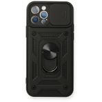 Newface iPhone 12 Pro Pars Lens Yüzüklü Silikon - Siyah Kılıf