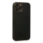 Newface iPhone 13 Pro Max Coco Deri Silikon Kapak Siyah Cep Telefonu Kılıfı