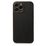 Newface iPhone 14 Pro Coco Deri Silikon Kapak Siyah Kılıf