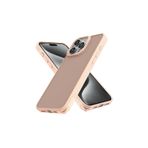NewFace iPhone 14 Pro ile Uyumlu Elegant Seri Silikon Kılıf, Pudra, Renkli Kenar, Mat Yarı Şeffaf