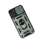 Newface iPhone 7 Pars Lens Yüzüklü Silikon Yeşil Cep Telefonu Kılıfı
