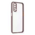 Newface Realme 7 Miami Şeffaf Silikon Açık Mor Cep Telefonu Kılıfı