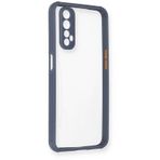 Newface Realme 7 Miami Şeffaf Silikon Gri Cep Telefonu Kılıfı