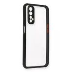 Newface Realme 7 Miami Şeffaf Silikon Siyah Cep Telefonu Kılıfı