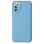 Newface Samsung Galaxy A03S Glass Kapak - Mavi Kılıf