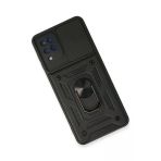 Newface Samsung Galaxy A22 Pars Lens Yüzüklü Silikon - Siyah Kılıf