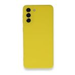Newface Samsung Galaxy S21 Plus Nano İçi Kadife Silikon Sarı Cep Telefonu Kılıfı