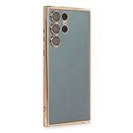 Newface Samsung Galaxy S22 Ultra Kılıf Razer Lensli Silikon - Gold