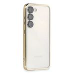 Newface Samsung Galaxy S23 Kılıf Razer Lensli Silikon - Gold
