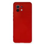 Newface Xiaomi Mi 11 Nano İçi Kadife Silikon Kırmızı Cep Telefonu Kılıfı