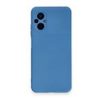 Newface Xiaomi Poco M5 Nano İçi Kadife Silikon Mavi Cep Telefonu Kılıfı