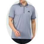 Newforss Adidas EF-4204 Erkek Polyester Mesh Polo Yaka T-Shirt - Gri