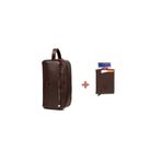 Newish Erkek Deri Mekanizmalı Cüzdan ve Portföy Clutch Günlük El Çantası (14X24CM) -Kahverengi