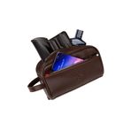 Newish Erkek Deri Portföy Clutch Traş Kozmetik Bakım Ve Günlük El Çantası (14X24CM) - Kahverengi