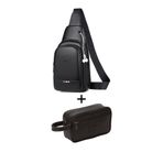 Newish Erkek Siyahı Çapraz Omuz Çantası Ve Portföy Clutch Traş Kozmetik Bakım Ve Günlük El Çantası