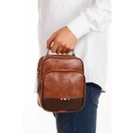 NEWISH POLO ACCESSORIES Erkek Kahve Deri Voyager Şık Günlük El Ve Omuz Çantası Şık Crossbody Günlük Erkek Seyahat Çantası