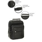 NEWISH POLO ACCESSORIES Erkek Siyah Çelik Kasalı Hakiki Deri El Ve Omuz Çantası Ayarlanabilir Askılı( Büyük Boy)