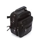 NEWISH POLO ACCESSORIES Erkek Siyah Çelik Kasalı Hakiki Deri El Ve Omuz Çantası Ayarlanabilir Askılı (Küçük Boy)