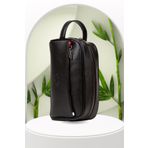 NEWISH POLO ACCESSORIES Erkek Siyah Deri Portföy El Çantası Seyahat Traş Kozmetik El Çanta