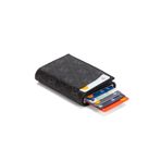 NEWISH POLO ACCESSORIES Siyah Desenli Mekanizmalı Otomatik Kızaklı Kartlık Cüzdan Rfıd Korumalı Alemünyum Mekanizma(7CMX10CM