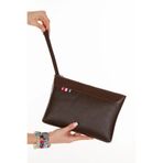 Newish Polo Deri El Askılı Dosya Evrak Günlük Portföy & Clutch Çanta - Kahverengi