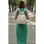 Newish Polo Donna Model Sırt Çantası-Yıkama Suni Deri - Beyaz