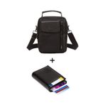 Newish Polo Erkek Mekanizmalı Cüzdan Ve Deri Kapaklı Omuz El Çantası 17x22cm - New337 Siyah