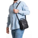 Newish Polo Erkek Siyah Çelik Kasalı Hakiki Deri El Ve Omuz Çantası Ayarlanabilir Askılı( Orta Boy)