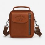 Newish Polo Erkek Siyah Deri Kapaklı Omuz ve El Çantası (17X22CM) NEWPOLO337 - Taba
