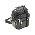 Newish Polo Erkek Siyah Hakiki Deri Çelik Kasalı Omuz Ve El Çantası 15x19cm New274 Siyah