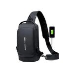 Newish Polo Erkek Siyah Usb Çıkışlı Çapraz Askılı Omuz ve Bel Çantası new222