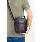 Newish Polo Erkek Telefon Bölmeli Çelik Kasalı El Ve Omuz Çantası Siyah (17x22 Cm) Telkasalıbüyük
