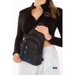 Newish Polo Kadın Keten Kumaş USB Kulaklık Çıkışlı Fermuarlı Göğüs ve Omuz Çantası newpolo122 - Siyah - Mavi