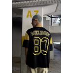 NewLaker Oversize Melrose Forma T-Shirt Erkek Günlük Stil Kısa Kol Petek Kumaş - 0-Siyah