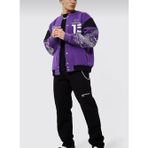 Newlaker Oversize Mor Baskılı Bomber Kolej Ceket