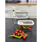 Newness Şarjlı Vakumlu Cam Saklama Kabı Seti 4 Parça 2800-1450-910 ml - 2,8 lt - Şeffaf