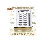 newnet 3D Manyetik 12 ADET Takma kirpik seti 6 Çift + 2 Adet Likit Eyeliner Yapıştırıcı + Kirpik Cımbızı