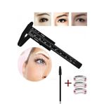 newnet Kalıcı Makyaj Microblading Kaş Tasarım Hassas Ölçüm Cetveli + Kaş Fırcası-Kaş Kalıpları