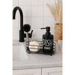 NEWNOW Kitchen Luxe Minimalist Metal Sabunluk Seti – Bulaşık Deterjanı Şişesi, Sünger ve Fırça Organizer