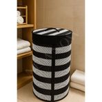 NEWNOW StripeWoven Premium Büyük Boy Hasır Desen Çamaşır Sepeti – Kapaklı ve Dayanıklı Tasarım