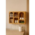 NEWNOW Wall&Desk Bambu Raf – Duvara Monte Edilebilir Çok Gözlü Mutfak & Dekoratif Organizer (40×28 cm)
