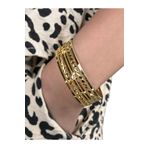 NEW'ORO JEWELRY 14 Ayar Desenli İkili Kelepçe Bilezik – 30.68 Gram