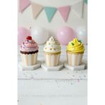 NEWPARİ Çizgili Makaron Krem Renk Temalı Cupcake & Muffin Kek Kalıbı Fırında Dağılmaz (25'li adet)
