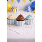 NEWPARİ Çizgili Makaron Mavi Renk Temalı Cupcake & Muffin Kek Kalıbı Fırında Dağılmaz (25'li adet)