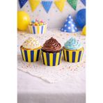 NEWPARİ Sarı Lacivert Temalı Cupcake & Muffin Kek Kalıbı Fırında Dağılmaz (25'li adet)