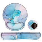 newplenty 3'ü 1 arada bilek desteği seti, jel yastıklı fare altlığı + bilek desteği klavyesi + bardak altlığı, ergonomik fare altlığı, el dayanağına sahip, kaymaz, oyun faresi matı, ev, ofis için