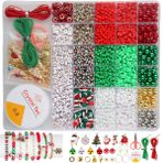 newplenty Boncuklar Noel bileklikleri için, 2700 adet bileklik, 4/8 mm Noel boncukları ve kendin yap tılsımlar, harf boncuklar (A-Z), arkadaşlık bileklikleri, kendin yap el işi seti (Noel)