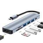 NewPole Type C Hub (7 Port), 100W PD Şarj ve Veri Transfer Type-C Port 4K 30HZ veya 1080P 60HZ HDMI, 1 Adet USB 3.0 Port 2 Adet 2.0 Port, MiroSD ve SD Kart Okuyucu MacBook Pro/Air vb. Uyumlu