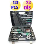 Newprotech 72 Diş Eğik 3'lü Cırcır Set 121 Parça Lokma Takımı Oto Tamirci Tam Set 1/2-3/8-1/4