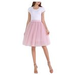 newrong 5 Katmanlı Örgü Yarım Vücut Etek Kabarık Etek Tütü Etek Çok Katmanlı Yarım Vücut Etek, pembe (light pink), One Size